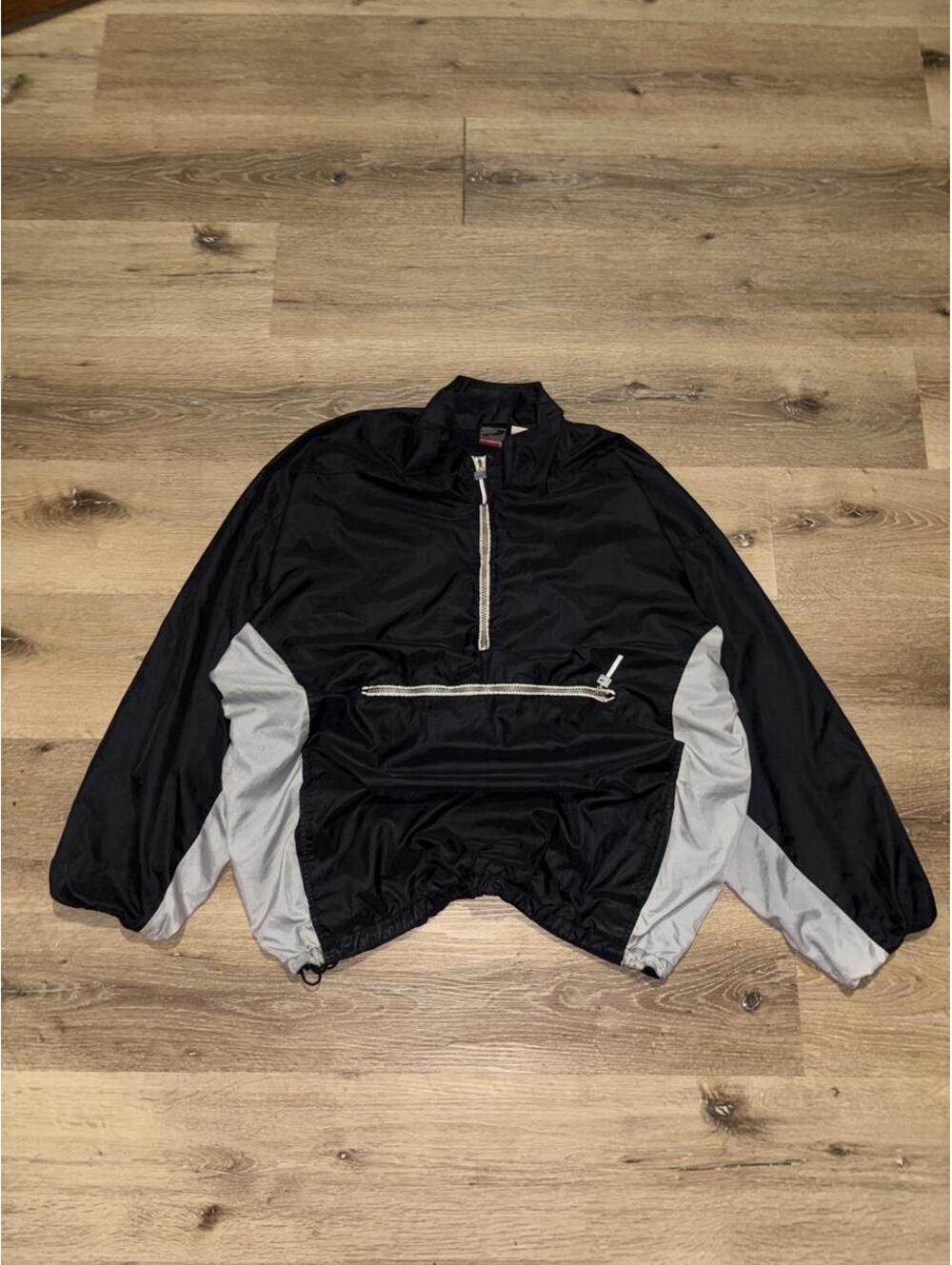 Vintage 90s Prosperity Black Gray Colorblock Nylon Pullover Anorak Windbreaker
